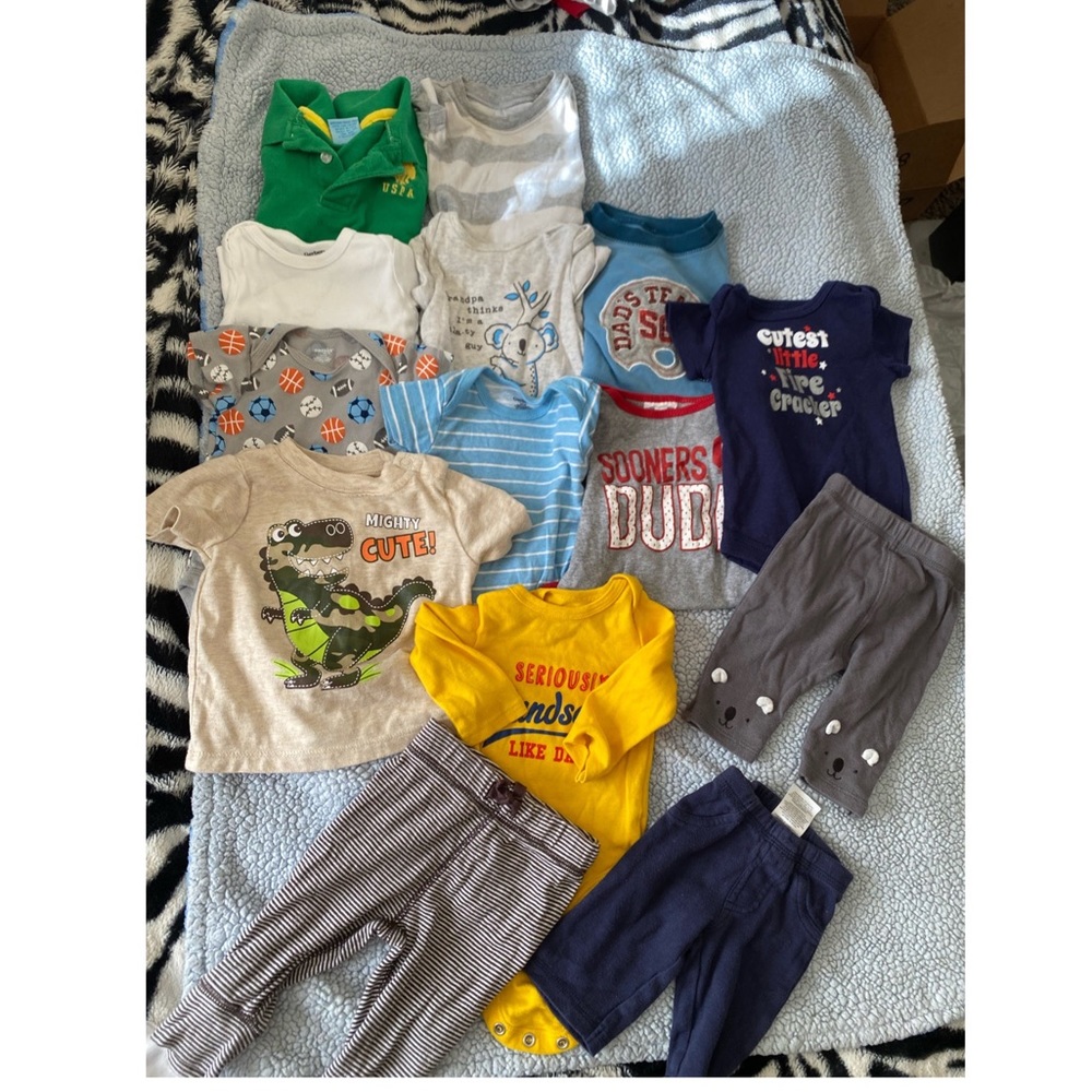 0-3 months baby boy onsies and pant bundle